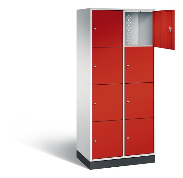 C+P XL lockerkast Intro, H1950xW820xD490mm, kleur: lichtgrijs / vuurrood, 8470-202 S10037