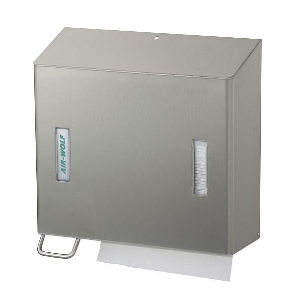 Air Wolf zeep- en papieren handdoekdispenser, Omega-serie, H x B x D: 377 x 377 x 163 mm, gecoat roestvrij staal, 29-071