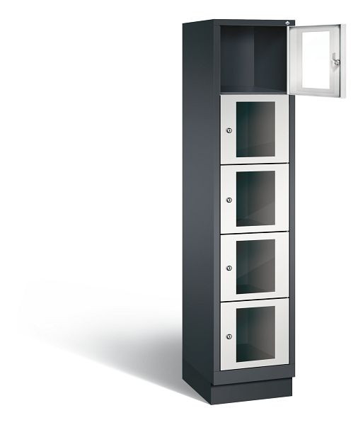 C+P lockerkast Classic, H1800xB420xD500mm, kleur: zwartgrijs/lichtgrijs, 8020A125 S10013