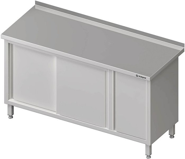 Werkkast Stalgast, hoogte 850 mm, met schuifdeuren, met draaideurkast, met opstand, gelast