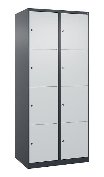 C+P Schließfachschrank Classic PLUS, 2 Abteile mit je 4 Fächern, 1850x800x500mm, 7016/7035, 080000-224 S10011