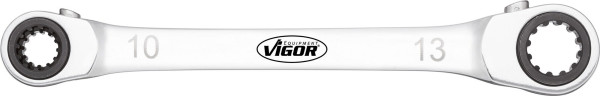 VIGOR dubbele ratelringsleutel, meervoudig profiel, 8 x 12, 10 x 13, V3607