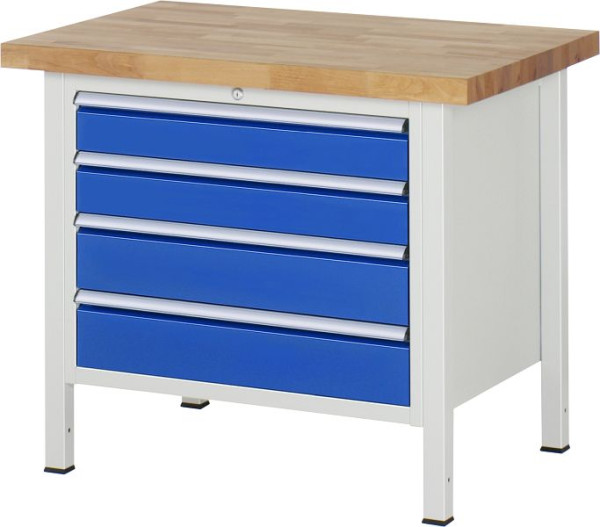 RAU werkbank serie 8000 - frameconstructie (gelast frame), onderbouw container (4x laden), 1000x840x700 mm, 03-8262A2-107B4S.11