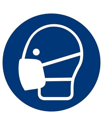 DENIOS verplichte bord "Gebruik masker", ISO 7010, aluminium, 200 mm, verpakking van 10, 285101