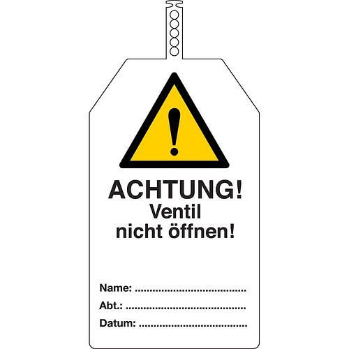 DENIOS veiligheidstag - Let op: open de klep niet, verpakking van 10, 311972