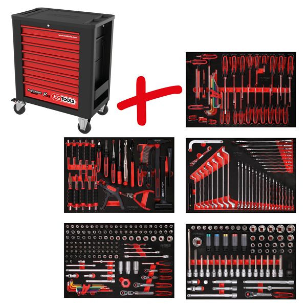 KS Tools PERFORMANCEplus werkplaatswagenset P15, met 299 gereedschappen en 5 laden, 815.5299