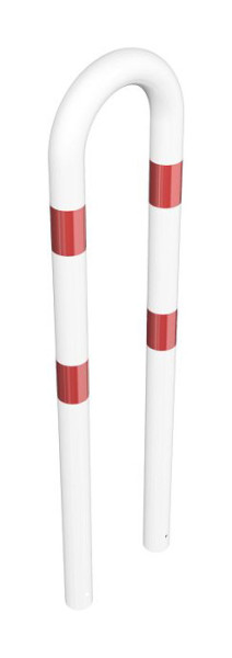 Schake beschermbalk Ø76 mm thermisch verzinkt, breedte 400 mm, hoogte boven vloer 1150mm, voor inzetting in beton, wit/rood, 477_07B