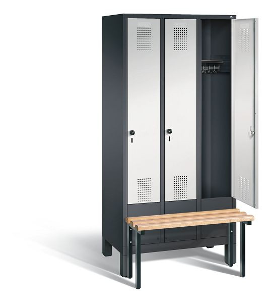 C+P garderobe Evolo, H1850xW900xD815mm, kleur: zwartgrijs / lichtgrijs, 48030-30 S10109