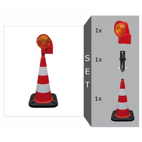 Stein HGS knipperlichtset -RED I- met TL verkeerskegel 500 mm, rood-wit, knipperlicht -TopFlash-, LK adapter, 21993