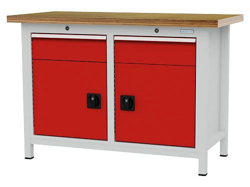 Bedrunka+Hirth boxwerkbank, R 18-16, aantal laden: 2, 2 x draaideuren, afmetingen: 1250 x 600 x 859 mm, draagvermogen lade(n): 50 kg, 03T512H60450