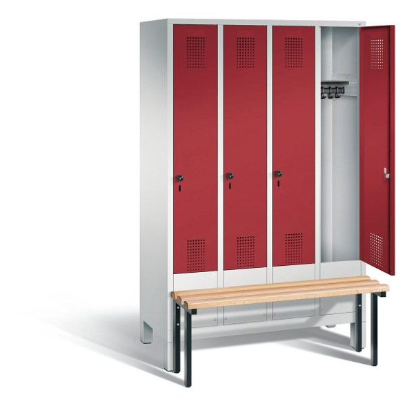 C+P Evolo kleerkast, H1850xB1190xD815mm, kleur: lichtgrijs/robijnrood, 48030-40 S10064