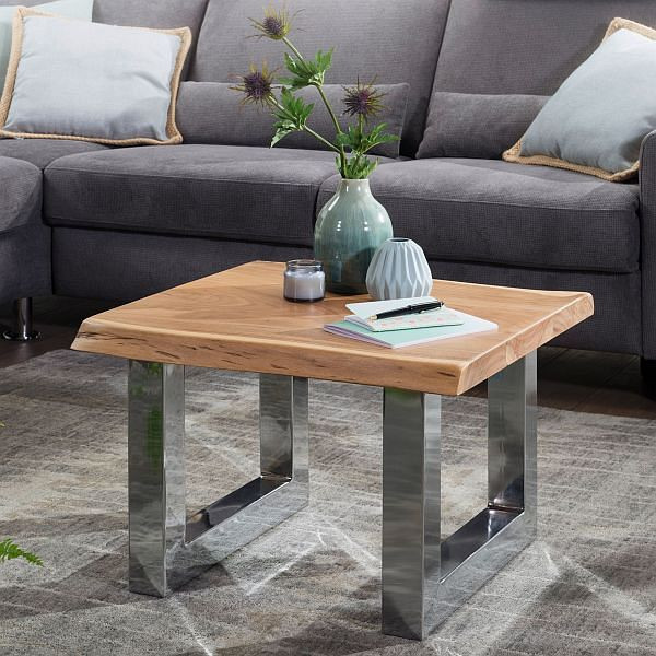 Wohnling salontafel ASURA 58 x 40 x 60 cm massief acaciahout metalen frame bruin, WL5.525