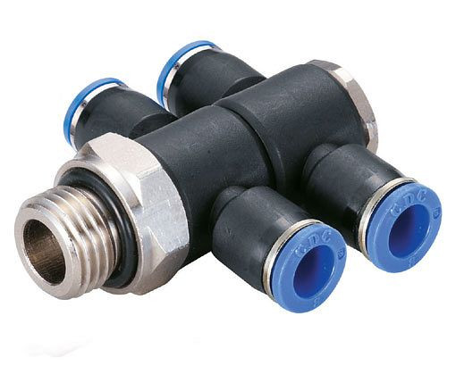 timmer B-TVTEd2-6-1/8-KU, T-verdeler schroefaansluiting, cilindrisch, slang-Ø: 6 mm, schroefdraad: 1/8", VE: 5 stuks, 03181664