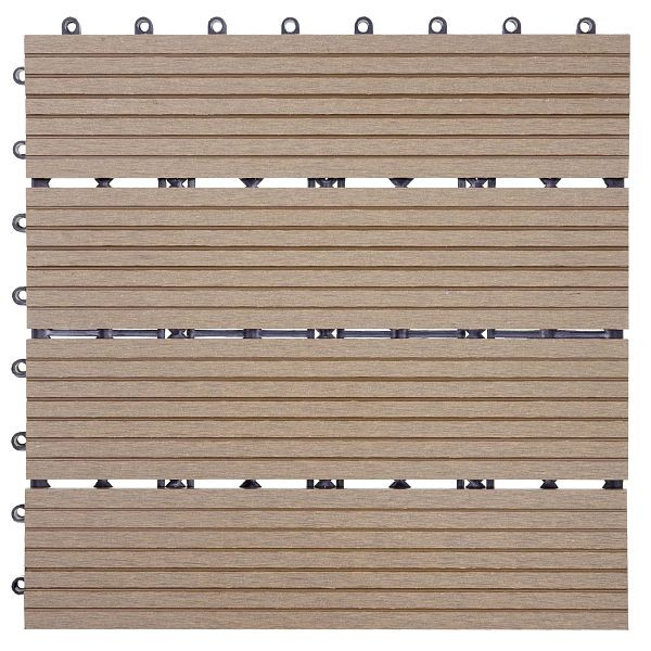 Mendler WPC vloertegel Rhone, houtlook balkon/terras, 11x elk 30x30cm = 1m², basis, teak lineair, 54440