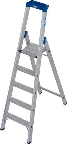 Krause trapladder van aluminium, inclusief plank en emmerhaak, 5 treden R 13, 307633
