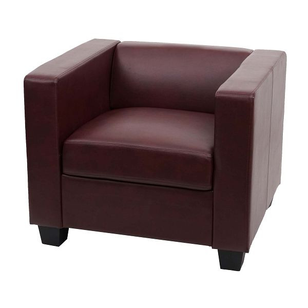 Mendler fauteuil loungestoel Lille, imitatieleer, roodbruin, 75135+75136
