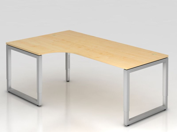 Hammerbacher hoektafel O-voet vierkant 200x120cm 90° esdoorn, hoekvorm 90°, links of rechts monteerbaar, VRS82/3/S