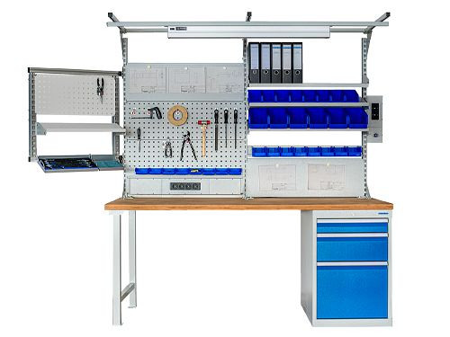 Bedrunka+Hirth rij werkbank, diepte 750 mm, R 18-24, aantal lades: 3, afmetingen in mm (BxDxH): 2000 x 750 x 859, 03.20.580.3V