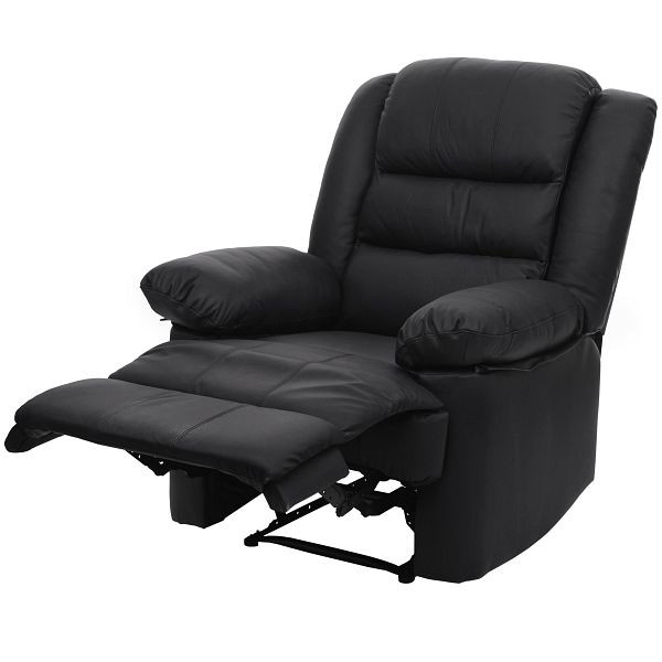 Mendler TV-fauteuil HWC-G15, relaxfauteuil ligfauteuil, leer + kunstleer 101x87x100cm, zwart, 70840+70841