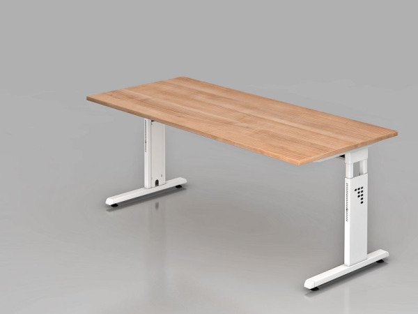 Hammerbacher bureau C-poot 180x80cm walnoot/wit, werkhoogte 65-85 cm, VOS19/N/W