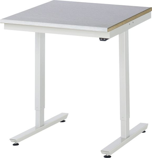 RAU werktafel serie adlatus 150 (elektrisch in hoogte verstelbaar), werkblad met plaatstalen bekleding, 750x720-1120x800 mm, 08-AT-075-080-S