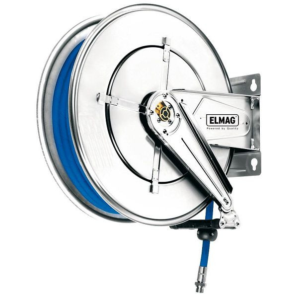 ELMAG industriële slanghaspel RVS '433/22' voor perslucht en water 130°C, 15 m, 1/2', 100 bar, 43501