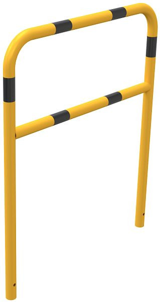 Schake buisbeugel van geel/zwarte stalen buis met dwarsbalk voor inzetting in beton, totale breedte: 1000 mm, totale hoogte: 1200 mm, stalen buis Ø 48 mm, 448_22BG