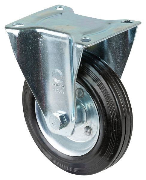 BS rollen transportrol, vaste rol, breedte 40 mm, Ø160 mm, tot 135 kg, zwart antistatisch rubber, wiellichaam stalen velg, rollager, plaat, L410.B58.160
