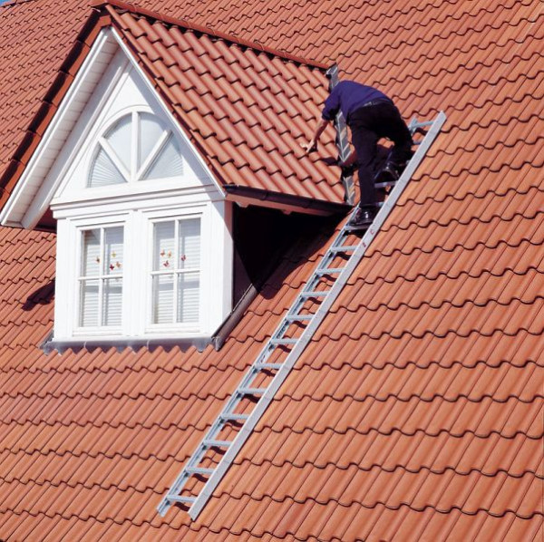 Euroline aluminium dakladder met 7 treden, 2m lengte, antraciet, 3240107