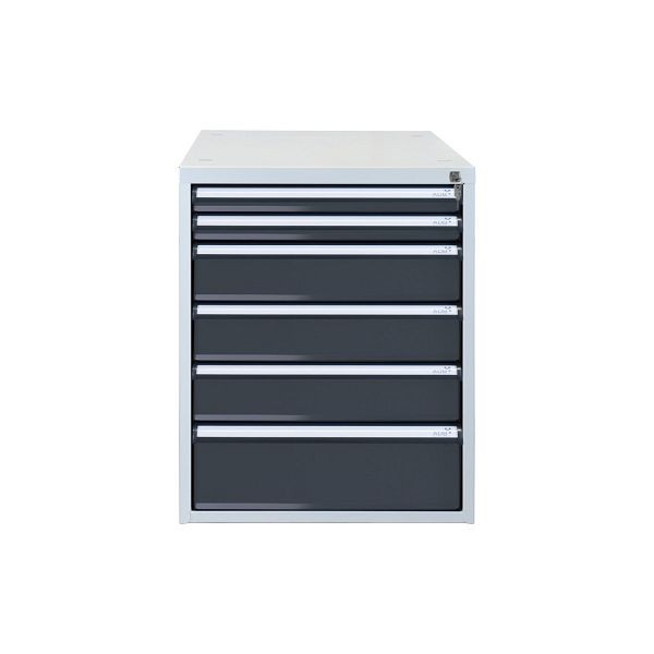 ADB ladekast met zes laden, buitenafmetingen van de romp: HxBxD: 650mm x 535mm x 700mm, romp: antracietgrijs, 51526