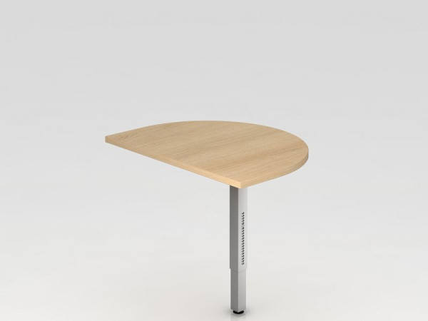Hammerbacher aanschuiftafel met onderstel, vierkant 60x80cm eiken/zilver, afgerond voor bevestiging aan een bureau, VRA60/E/S