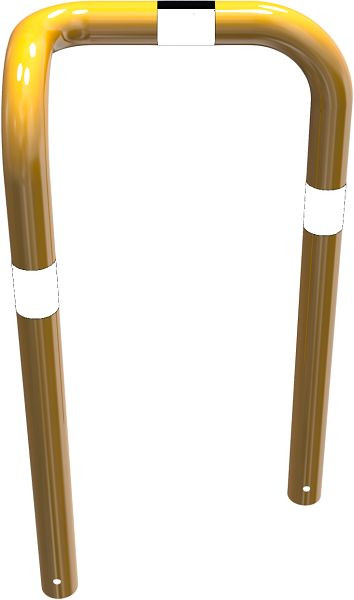Schak-stootbeschermbeugel 90° aan één zijde links, stalen buis Ø 76 mm geel/zwart, hoogte boven de grond: 650 mm, voor inzetting in beton, 477_78BG