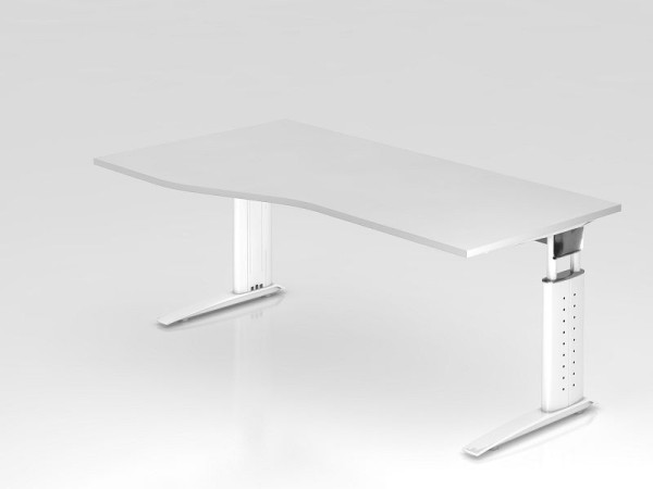Hammerbacher bureau C-poot 180x100/80cm wit/wit, werkhoogte 68-86 cm verstelbaar, VUS18/W/W