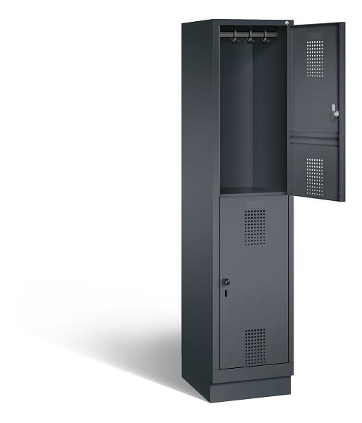 C+P locker dubbeldekker Evolo, H1800xB420xD500mm, kleur: zwart-grijs, 48320-12 S10095