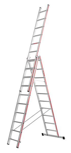 HYMER multifunctionele ladder, driedelig, 3x10 sporten, lengte ingeschoven 2,91 m / uitgeschoven 7,11 m, 404730