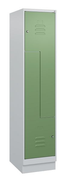 C+P Z-Spind Classic PLUS, Sockel, 2 Abteile, 1800x400x500mm, 7035/6011, Zylinderschlösser, 0800237-122 S10021