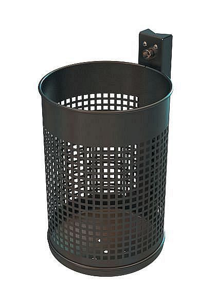 Renner afvalcontainer ca. 20 L, geperforeerd, voor wand- en paalbevestiging, thermisch verzinkt en gepoedercoat, mosgroen, 7013-00PB 6005