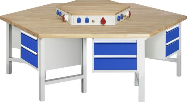 RAU groepswerkbank 425- energie opzetstuk, B2700xD2340xH850mm, 6x 2 laden gedeeltelijk uittrekbaar, 03-425-135B5S-EA1.11