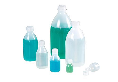 DENIOS Bio-Enghalsflaschen aus Green-PE, Schraubverschluss, 100 ml, VE: 24 Stück, 281743