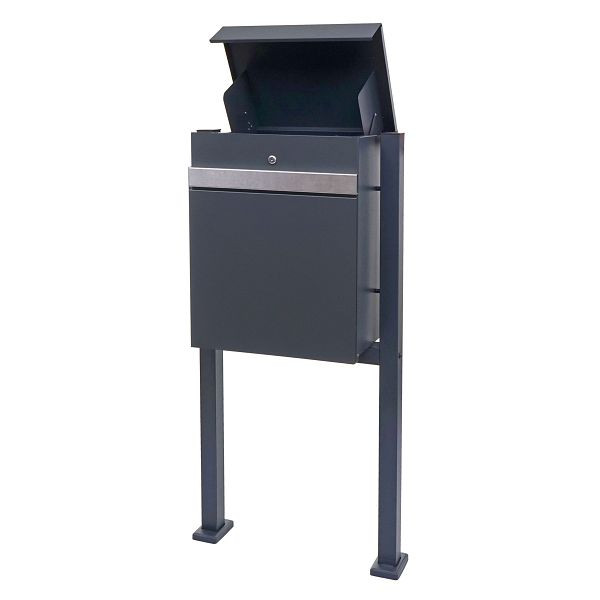 Mendler pakketbus met standaard HWC-K41, pakketbus pakketstation staande brievenbus, metaal, gegalvaniseerd antraciet RVS, 92122 + 92125