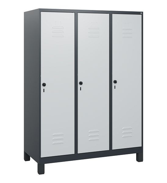 C+P Umkleidespind Classic PLUS, Füße, 3 Abteile, 1630x1200x500mm, 7035/7035, Drehriegel, 0800105-32 S10009