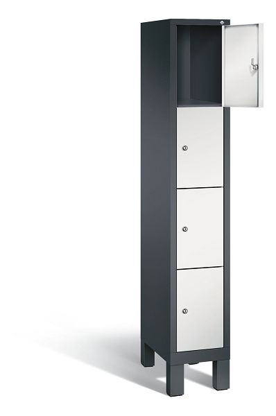 C+P lockerkast Evolo, H1850xB320xD500mm, kleur: zwartgrijs/lichtgrijs, 48010-104 S10063