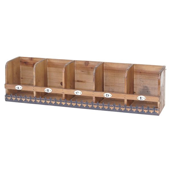 Mendler wandplank HWC-A43, hangplank, dennenhout massief vintage shabby look 71x18x16cm, 57077