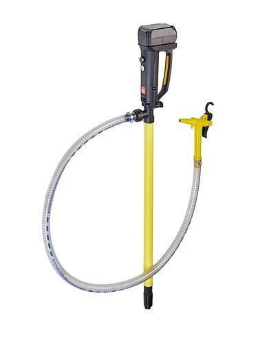 DENIOS Akku-Pumpe B2 aus PP, 260 W, Tauchtiefe 1000 mm, Schlauch 1,5 m, Zapfventil, 267777