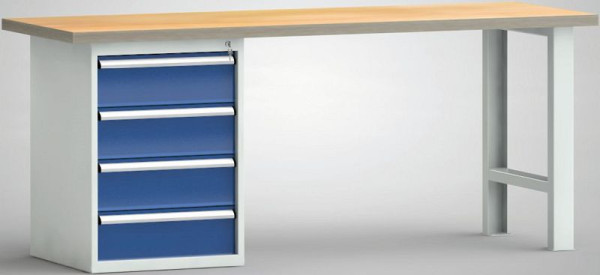 KLW standaard werkbank, 2000 x 700 x 840 mm, met beuken multiplex blad, WS515N-2000M40-E0804