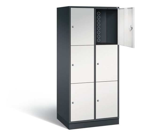 C+P XL lockerkast Intro, H1950xW820xD590mm, kleur: zwartgrijs/lichtgrijs, 8370-203 S10074