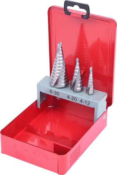 KS Tools HSS-trapborenset, plaatstalen cassette, 3-delig, 330.2403