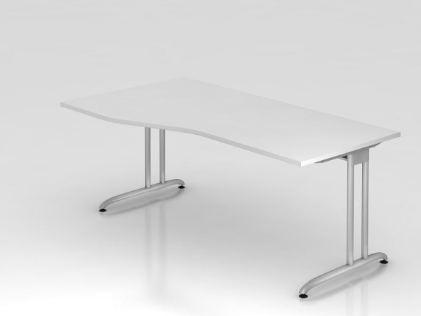 Hammerbacher bureau C-poot 180x100/80cm wit, horizontale kabelgoot, werkhoogte 72 cm, VBS18/W/S
