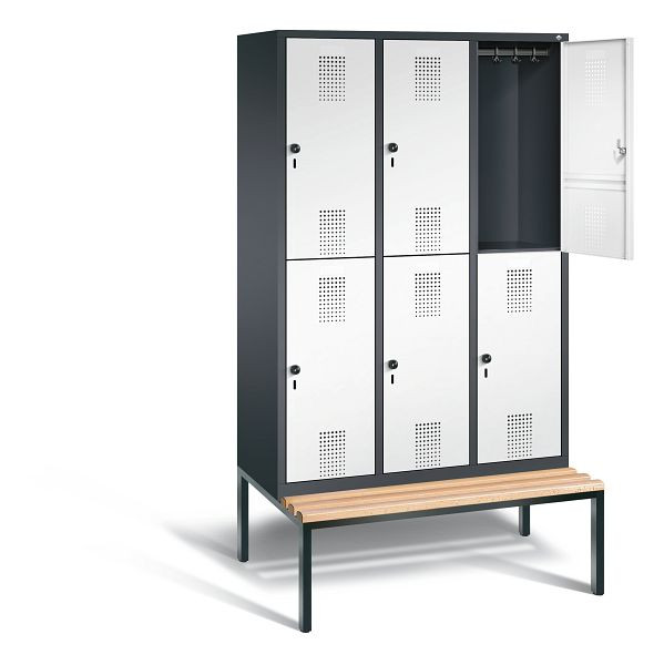 C+P locker 2-laags Evolo, H2090xB1200xD815mm, kleur: zwartgrijs / verkeerswit, 48350-32 S10195