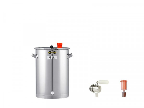 Speidel set fermentatie- en voorraadvat UF 45 liter met fermentatie- en voorraadvat gemaakt van roestvrij staal (15 tot 120 liter), roestvrijstalen aftapkraan, fermentatie stop en stop, 47122
